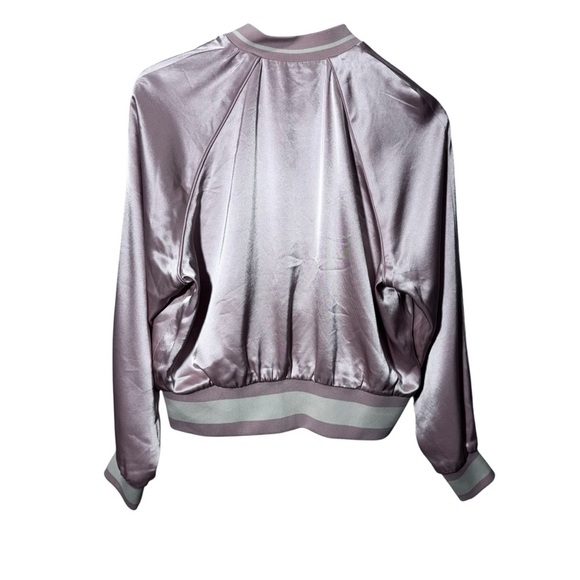 Aritzia Little Moon Pink Satin Bomber Jacket  Size Large - Picture 12 of 12